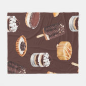 おいしい美しいデザートとパスターをスケッチした食べ物 フリースブランケット (正面(横))