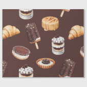 おいしい美しいデザートとパスターをスケッチした食べ物 ラッピングペーパー (フラット)