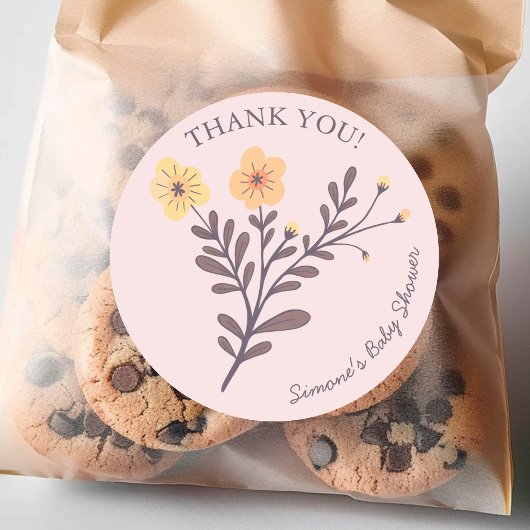 おいしい花模様エレガントサンキューベイビーシャワー ラウンドシール