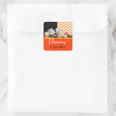 おいしい誕生日カップケーキ/オレンジホワイトシェブロン スクエアシール (バッグ)