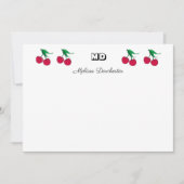 おいしい赤さくらんぼ モノグラムの ノートカード (正面)