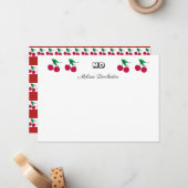 おいしい赤さくらんぼ モノグラムの ノートカード (正面/裏面インサイチュ)