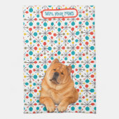 おいしい食事と愛らしい犬 - アートマスケッチタオル キッチンタオル (縦)