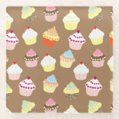 おいしい飾誕生日カップケーキ ガラスコースター (正面)