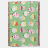 おいしい飾誕生日カップケーキ スローブランケット (正面縦)