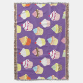 おいしい飾誕生日カップケーキ スローブランケット (正面縦)