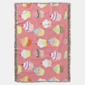 おいしい飾誕生日カップケーキ スローブランケット (正面縦)