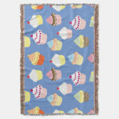 おいしい飾誕生日カップケーキ スローブランケット (正面縦)