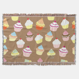 おいしい飾誕生日カップケーキ スローブランケット