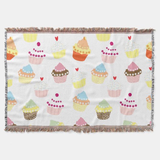 おいしい飾誕生日カップケーキ スローブランケット (正面)