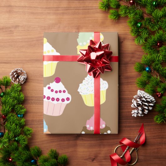 おいしい飾誕生日カップケーキ ラッピングペーパー (クリスマスギフト)