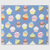 おいしい飾誕生日カップケーキ ラッピングペーパー (フラット)