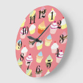 おいしい飾誕生日カップケーキ ラージ壁時計 (傾斜)