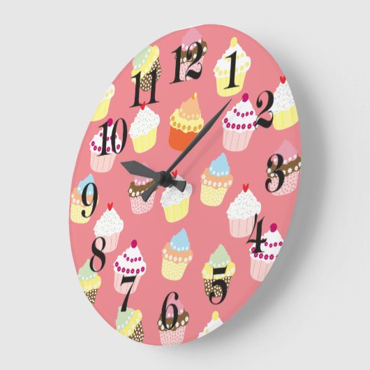 おいしい飾誕生日カップケーキ ラージ壁時計 (傾斜)
