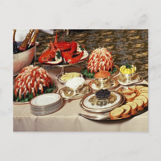 おいしい魚介類と前菜 ポストカード (正面)