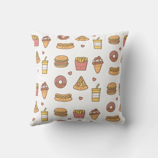 おいしくかわいいファースト・フードはパターン装飾用クッションを落書きします クッション (裏面)