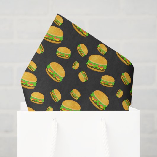 おいしそうなバーガー柄 ダークグレー 薄葉紙 (ギフトバッグ)