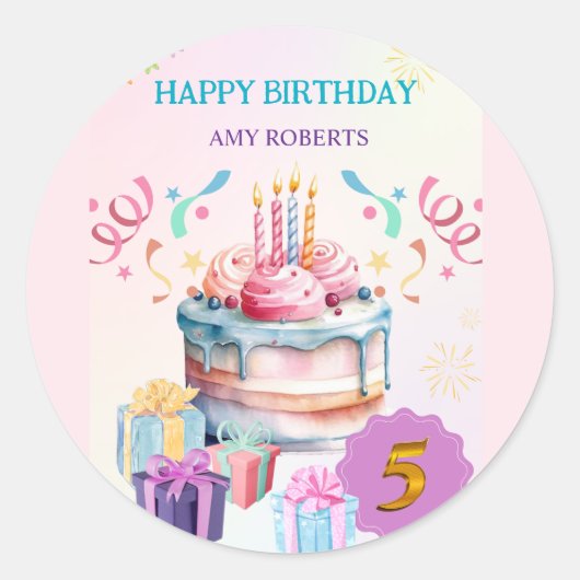 おいしそうな子供の誕生日カード ラウンドシール (正面)