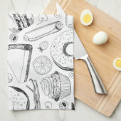 おいしそうな柄 キッチンタオル (四つ折り)