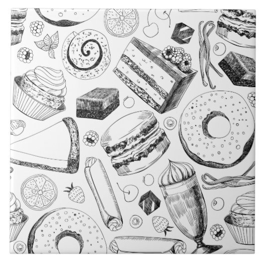 おいしそうな柄 タイル (正面)