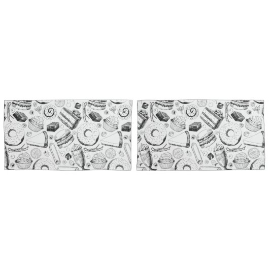 おいしそうな柄 枕カバー (正面-セット)