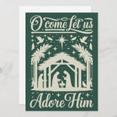 おいで、我々と共に彼を崇めよう - クリスマスの聖誕劇 - クリスチャン シーズンカード (正面/裏面)