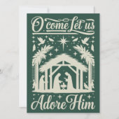 おいで、我々と共に彼を崇めよう - クリスマスの聖誕劇 - クリスチャン シーズンカード (正面)