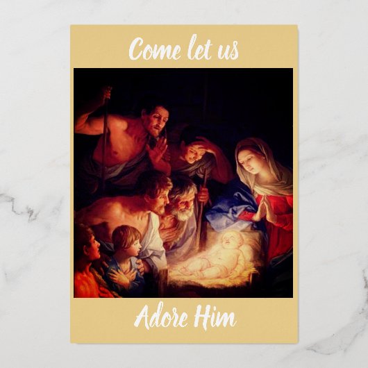 おいで、我々と共に彼を崇めよう ホリデーカード箔 箔シーズンカード (正面)