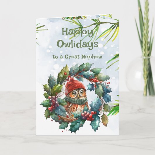 おいぼりのクリスマスオウル動物野生生物自然 カード (正面)