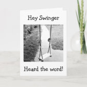 おいスウィンガー40の知らせを聞け！誕生日 カード (正面)