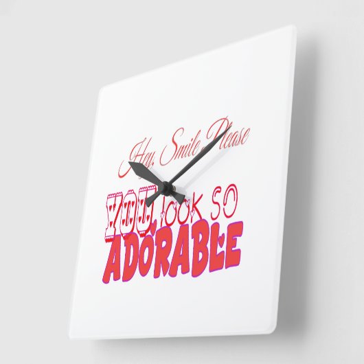 おいスマイルだ スクエア壁時計 (傾斜)