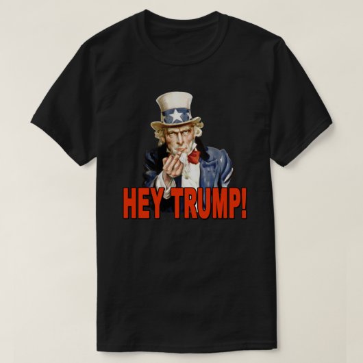 おいトランプ!アンクルサムと中指アンチトランプ Tシャツ (デザイン正面)