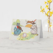 おいバイオリンの音と猫をディドル カード (黄色い花)