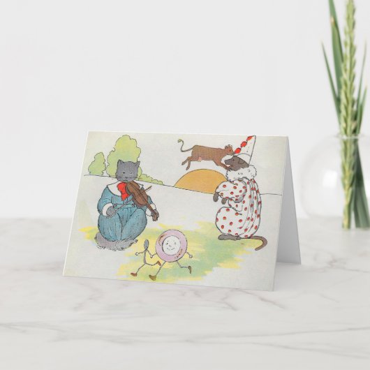 おいバイオリンの音と猫をディドル カード (正面)