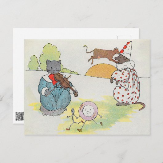 おいバイオリンの音と猫をディドル ポストカード (正面/裏面)
