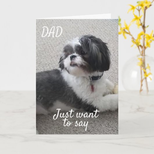 「おいパパ」と子犬は「お父さんの日が幸せだ」と言う カード (黄色い花)