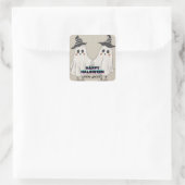 おいブハロウィーンかわいい子供へ招待状と任意 スクエアシール (バッグ)