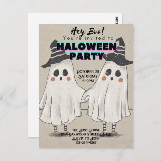 おいブー招待されましたハロウィーン葉書 ポストカード (正面/裏面)