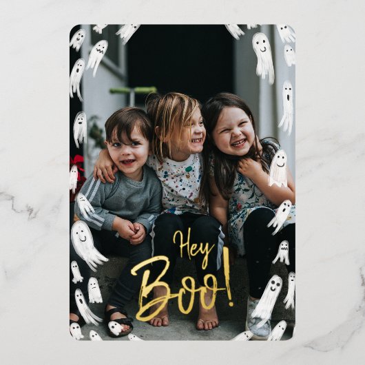 おいブー！ハロウィーン金ゴールドレタリング写真 箔シーズンカード (正面)