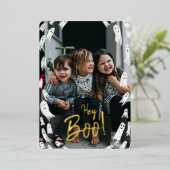 おいブー！ハロウィーン金ゴールドレタリング写真 箔シーズンカード (立ち正面)