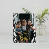 おいブー！ハロウィーン金ゴールドレタリング写真 箔シーズンポストカード (立ち正面)