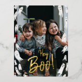 おいブー！ハロウィーン金ゴールドレタリング写真 箔シーズンポストカード (正面)