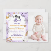 おいブー！不気味ハロウィンかわいい誕生日の写真 招待状 (正面)