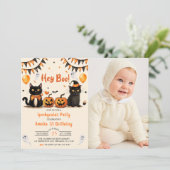 おいブー！黒猫ハロウィーン誕生日パーティー写真 招待状 (スタンド正面)