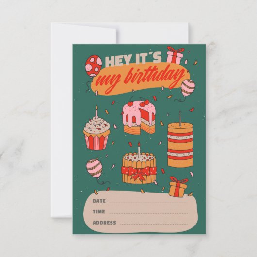 おい俺の誕生日誕生日招待状 サンキューカード (正面)