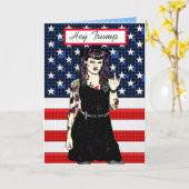 おい切り株の女の子が鳥の切り株を反転アンチ カード (黄色い花)