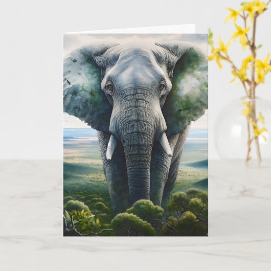 おい君ことわざハイ！ | かわいい象 カード (黄色い花)