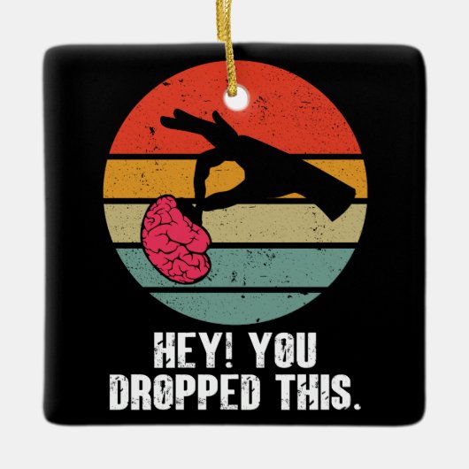おい君この脳ミーム冗談おもしろいレトロ セラミックオーナメント (正面)