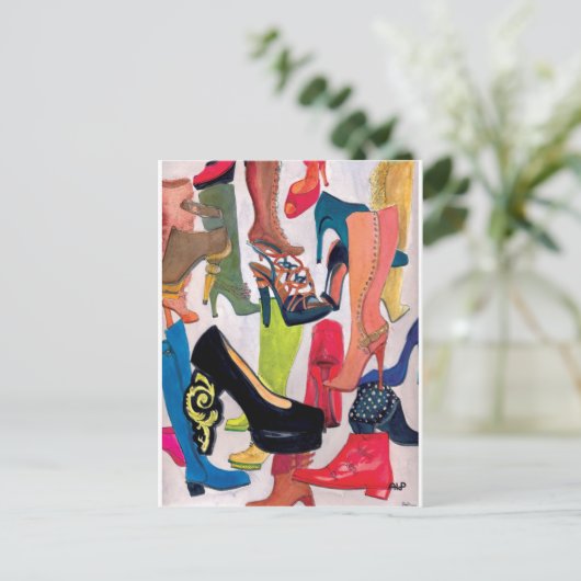 おい女の子は新しいペアが必要か？美しい靴！ ポストカード (スタンド正面)