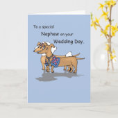 おい犬のダックスフンド 結婚おめでとう カード (黄色い花)